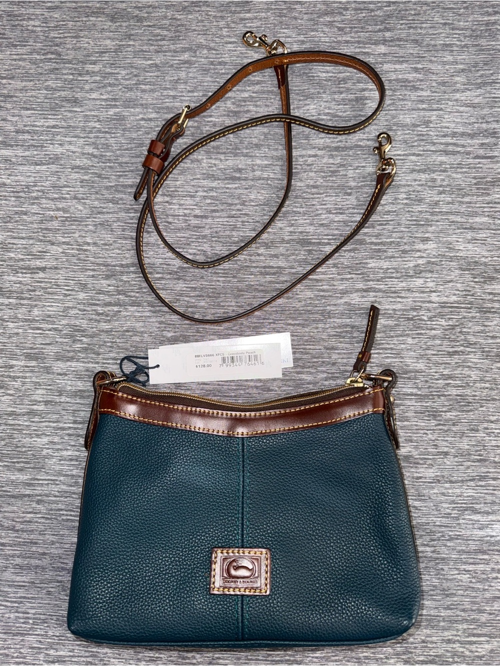 Dooney & Bourke Deep Teal Pebble Leather Crossbody Pouche